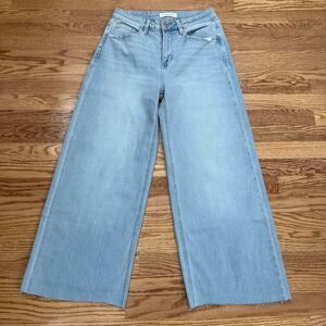 Flying Monkey High Rise Rise Wide Leg Raw Hem Light Wash Jeans Size 28